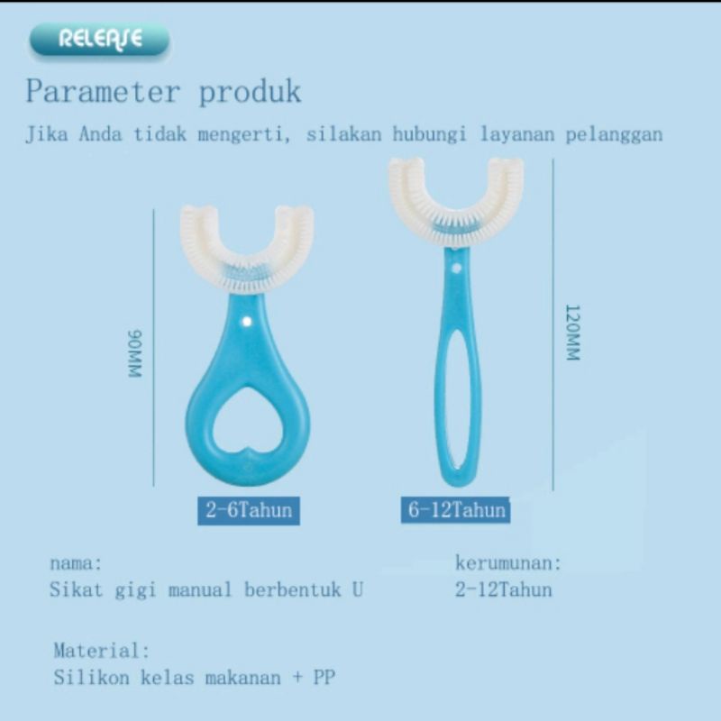 [COD]Sikat gigi betuk U anak Bahan silikon  / Training Toothbrush