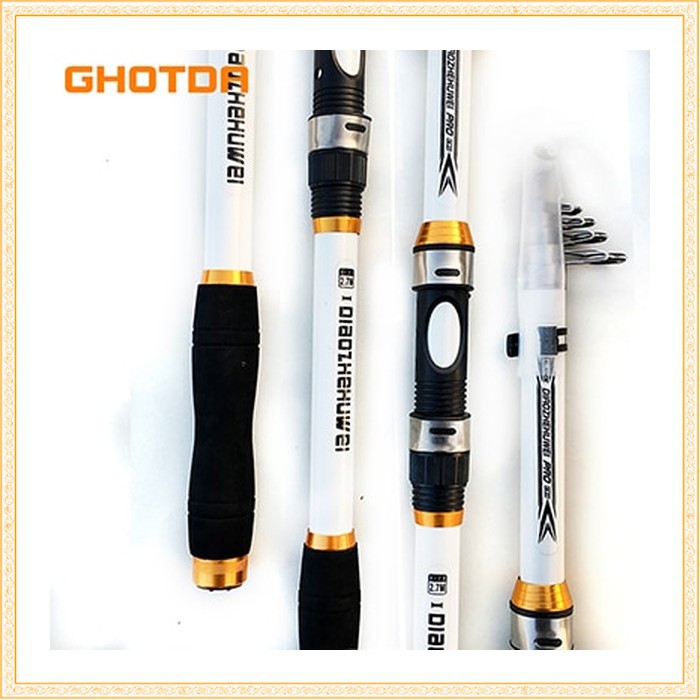 Alat Mancing GHOTDA Joran Pancing Portable Carbon Fiber Telescopic 2.4M CF3000 White Grab Medan