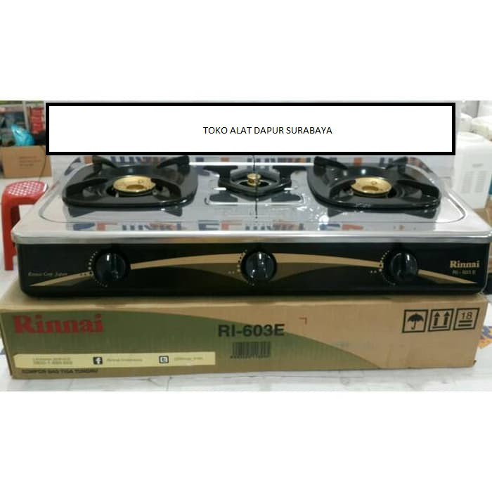 Rinnai kompor gas 3 tungku Gas Stove RI 603E - 603 E  stainless SNI Original