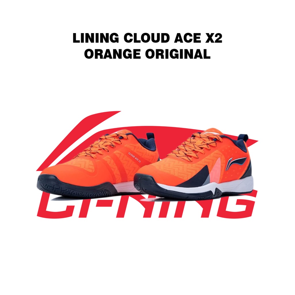 Lining Sepatu Badminton Bulutangkis Cloud Ace X2 AYTR048 Orange Ori