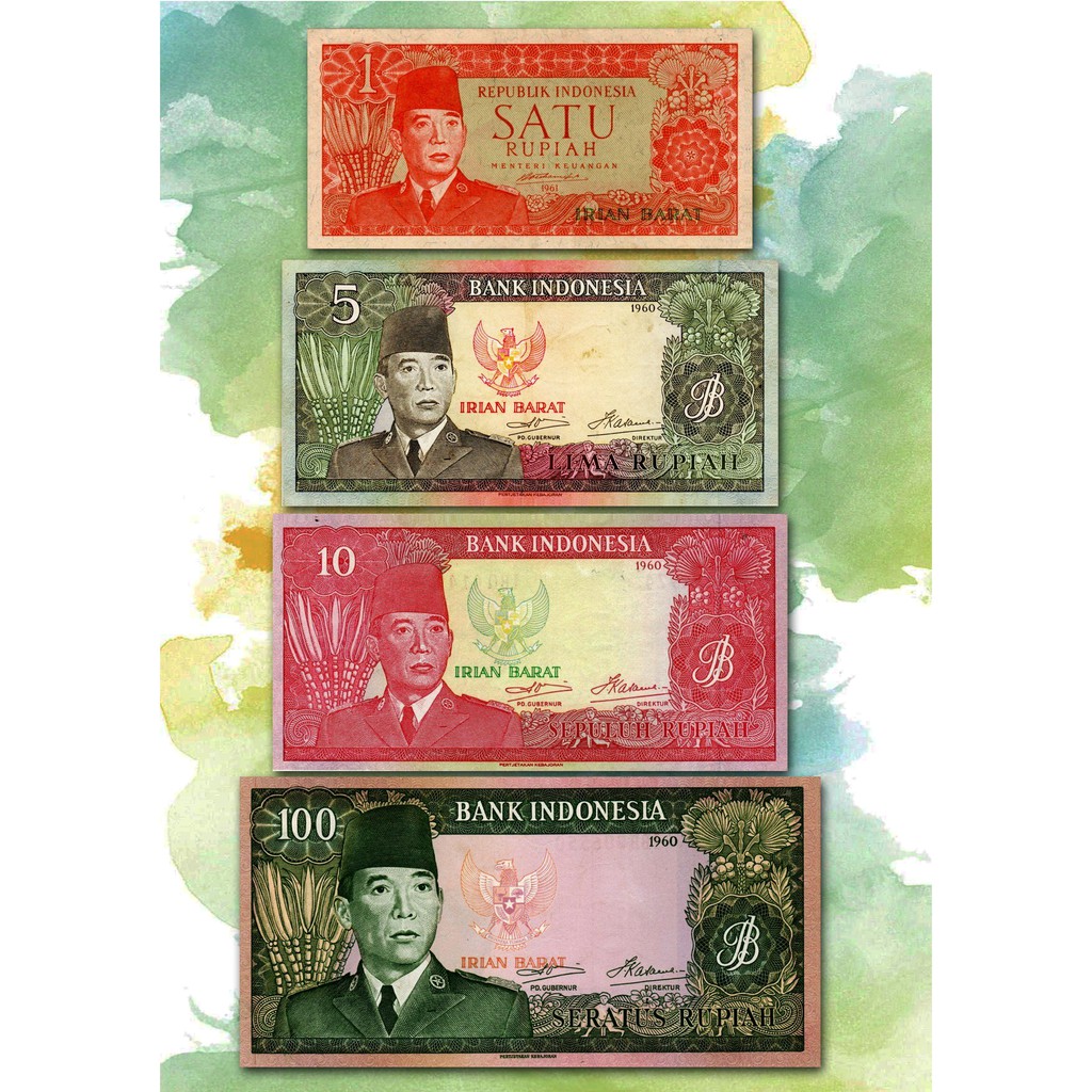 Uang Kuno Soekarno 4 Lembar Irian barat Souvenir Replika Repro