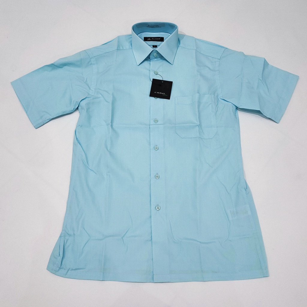 Kemeja ALISAN Polos Lengan PENDEK Regular Fit ( AQUA 1 )