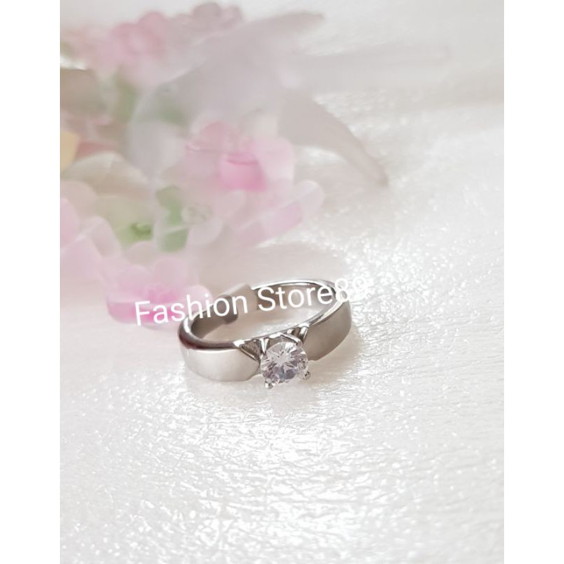 impor cincin nikah tunangan fashion cewek cowok halal titanium white antikarat silver dove kombinaso