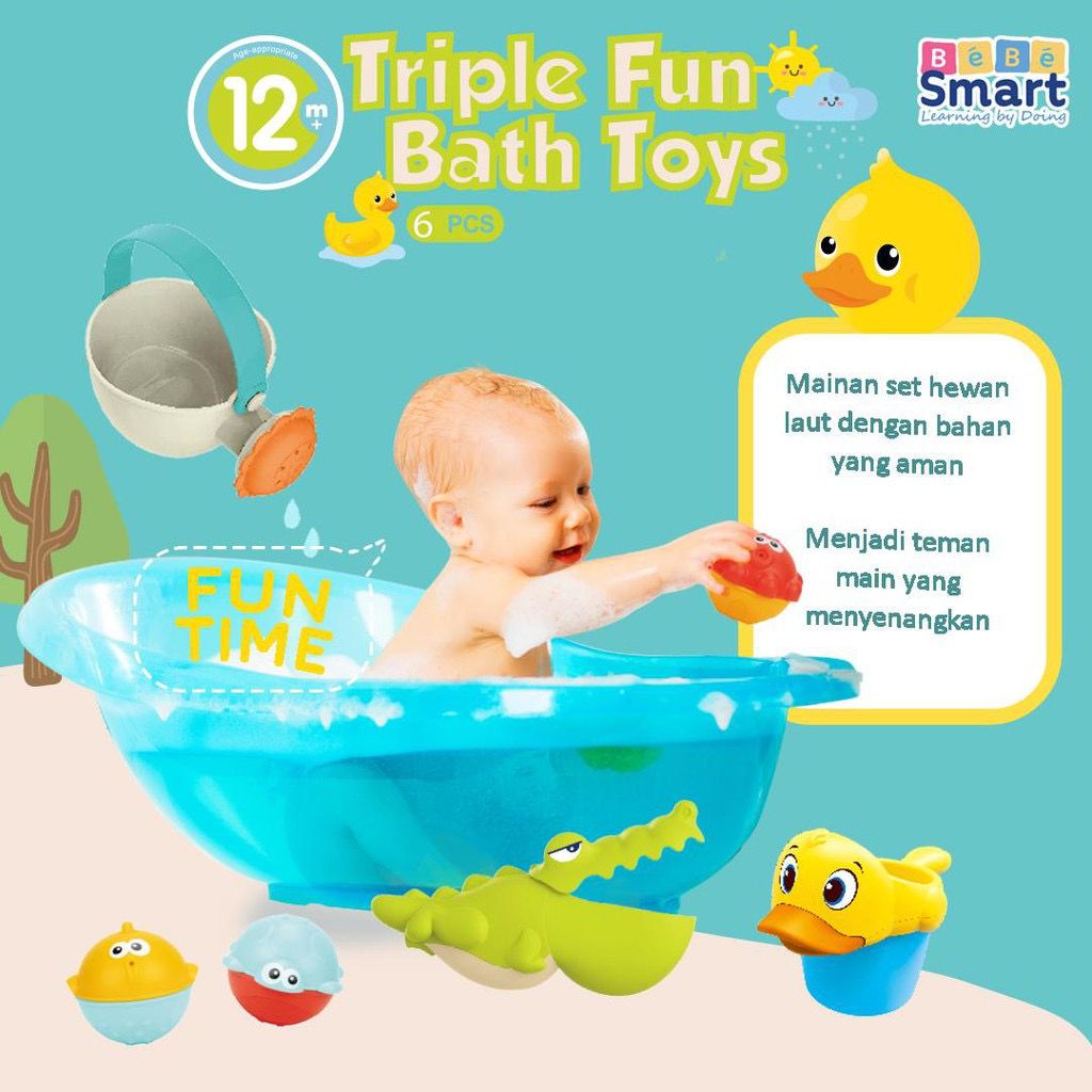 Bebe Smart Triple Fun Bath Toys - Mainan Anak