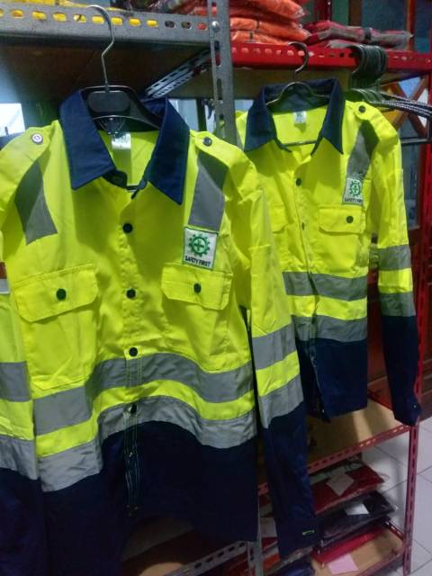 SERAGAM BAJU SAFETY PREMIUM STABILO KOMBINASI DONGKER KAIN DRILL SCOTLIGHT 5CM