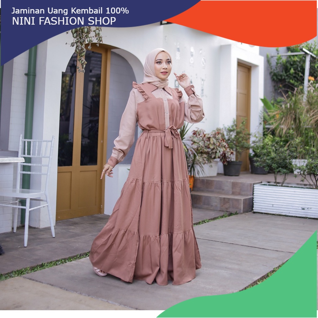 Felicia Long Dress | Fashion Gamis Muslimah Wanita Remaja Dewasa Termurah | Baju Muslimah Kekinian |