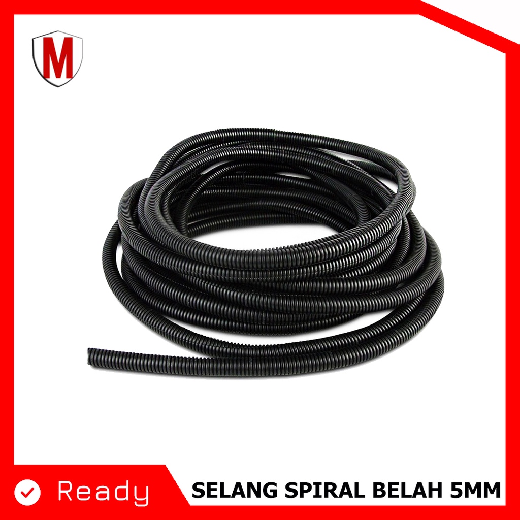 SELANG KABEL SPIRAL HITAM 5MM X 200 METER MODEL BELAH UNIVERSAL