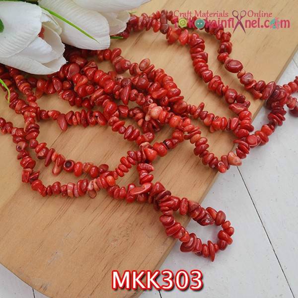 Mkk303 Manik Kerikil Batu Kecil Merah 1 String 40cm