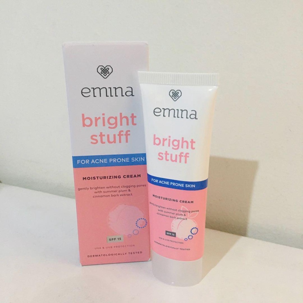 Emina Bright Stuff Moisturizing Cream 20 mL for Acne Prone Skin Pelembab Wajah Cerah Glowing Anti Kusam RUMAH CANTIK