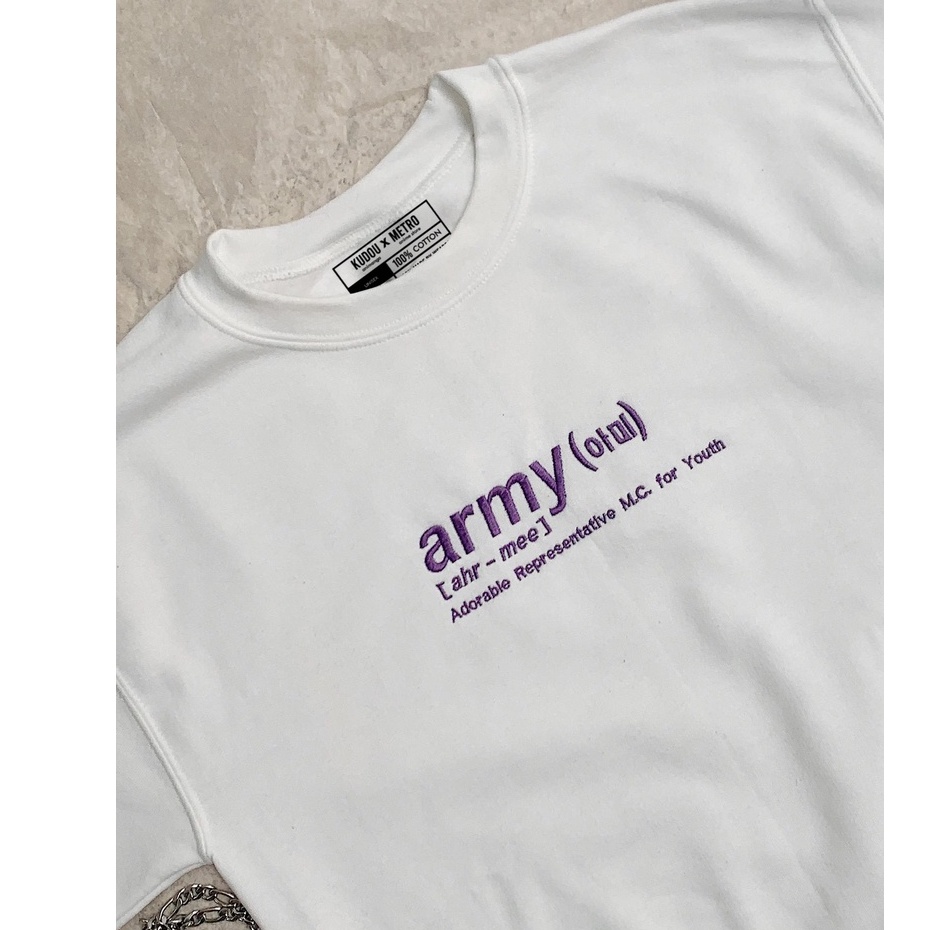 Crewneck Army Typo Embroidery Korean Style Premium