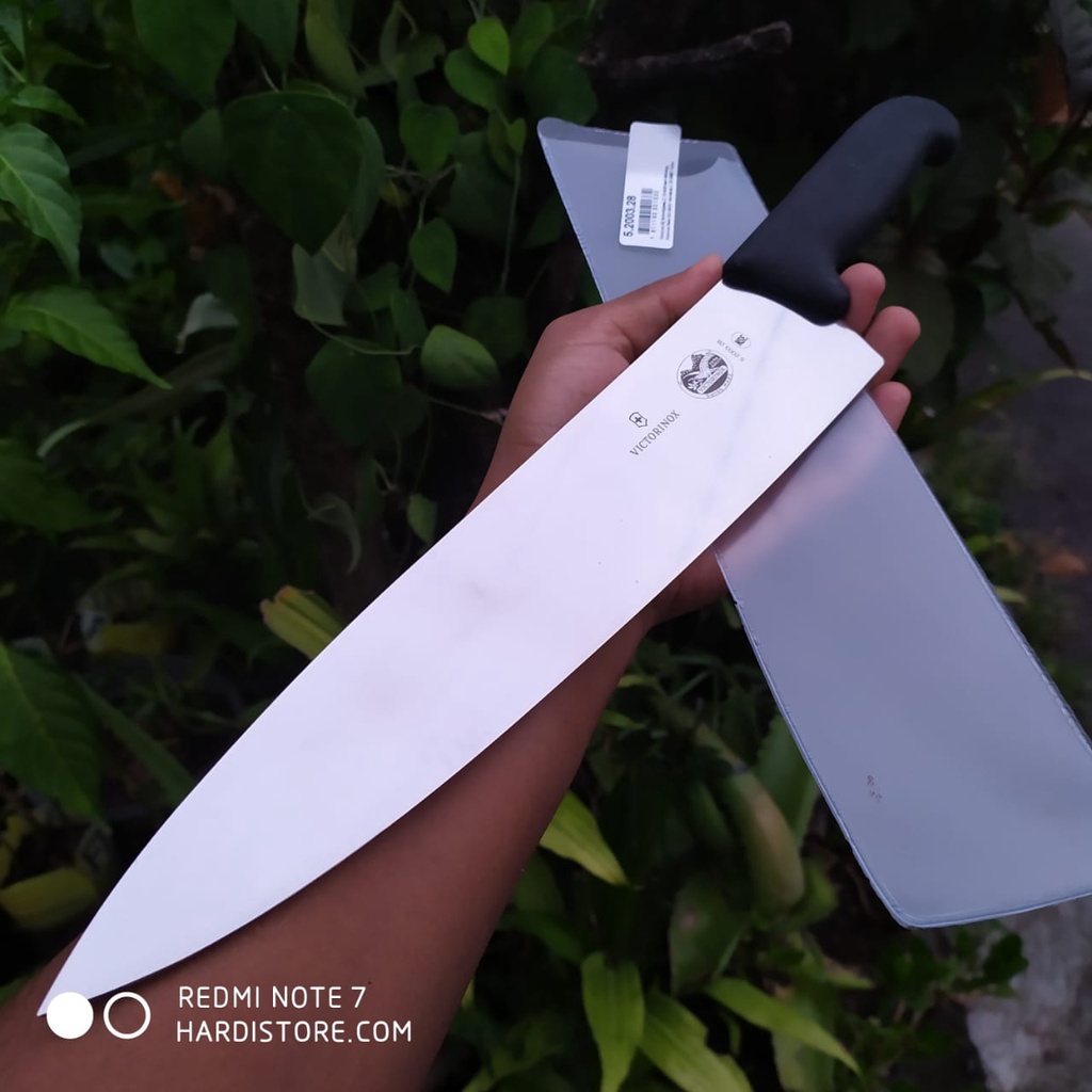 Pisau Iris Daging 28 Cm Victorinox Carving Knife 5.2003.28 Black FIbrox Handle Original Swiss