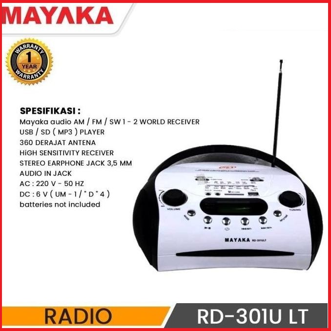 Mayaka Radio RD-301 ULT AM/FM/SW1-2 4 BAND Garansi