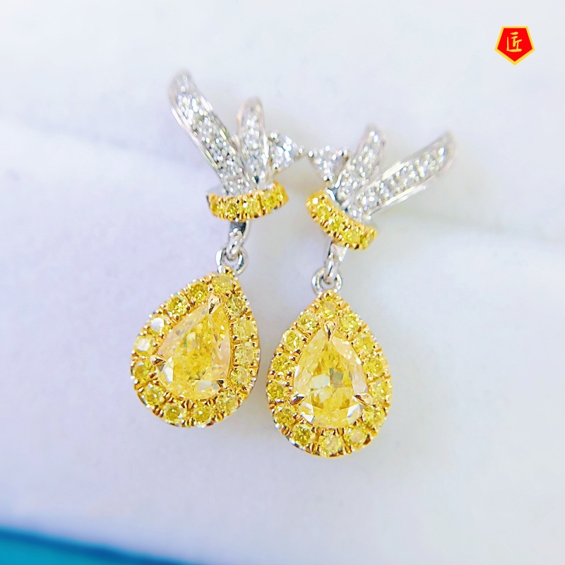 [Ready Stock]Luxury Fashion Yellow Diamond Stud Earrings