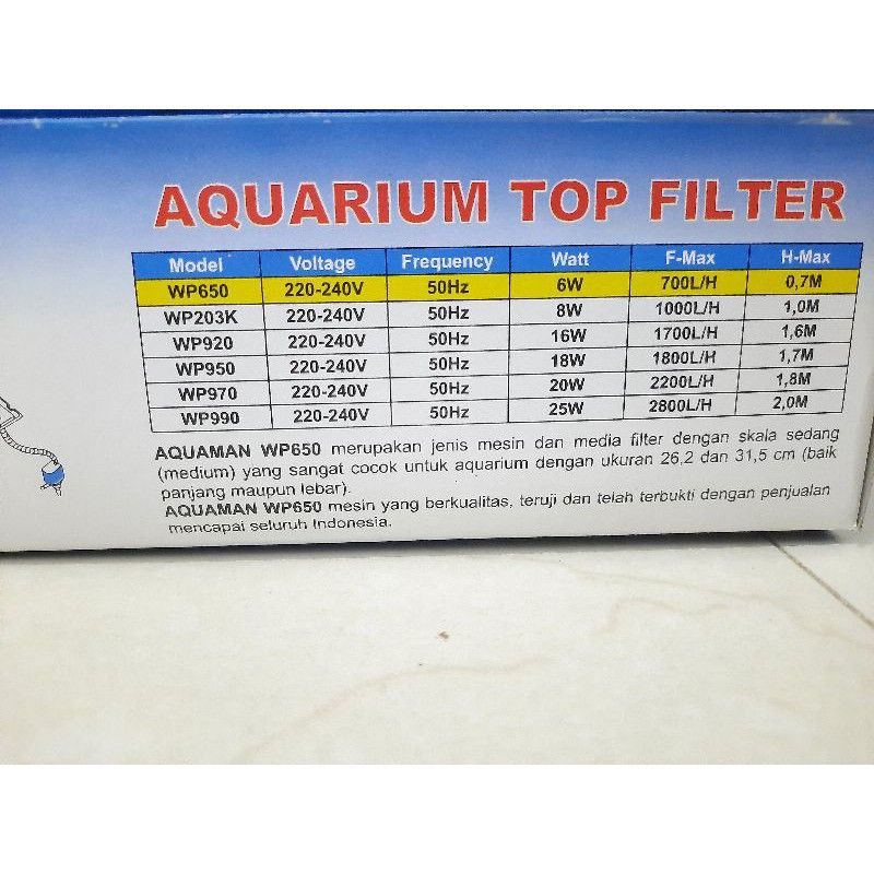 Pompa box filter aquarium Aquaman wp 650