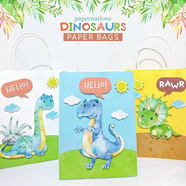 

Paper Bag Dino 3D / Paper Bag Dinosaurs / Dinosaur Paper Bag / Goodie Bag Dino