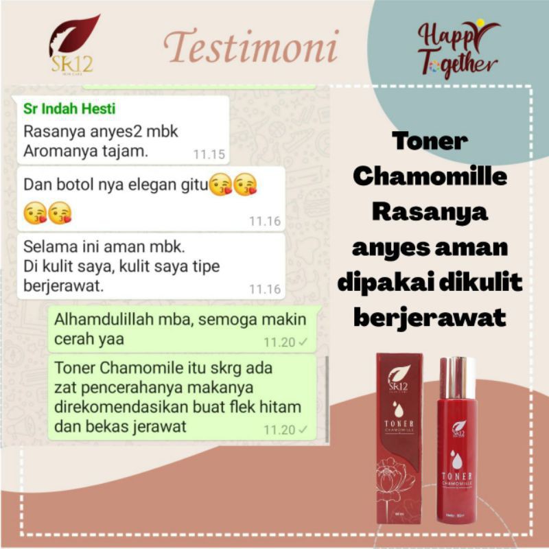 Toner Wajah Chamomille SR12 Skincare Bpom Perawatan Wajah Lingkar Hitam Mata Sel Kulit Mati