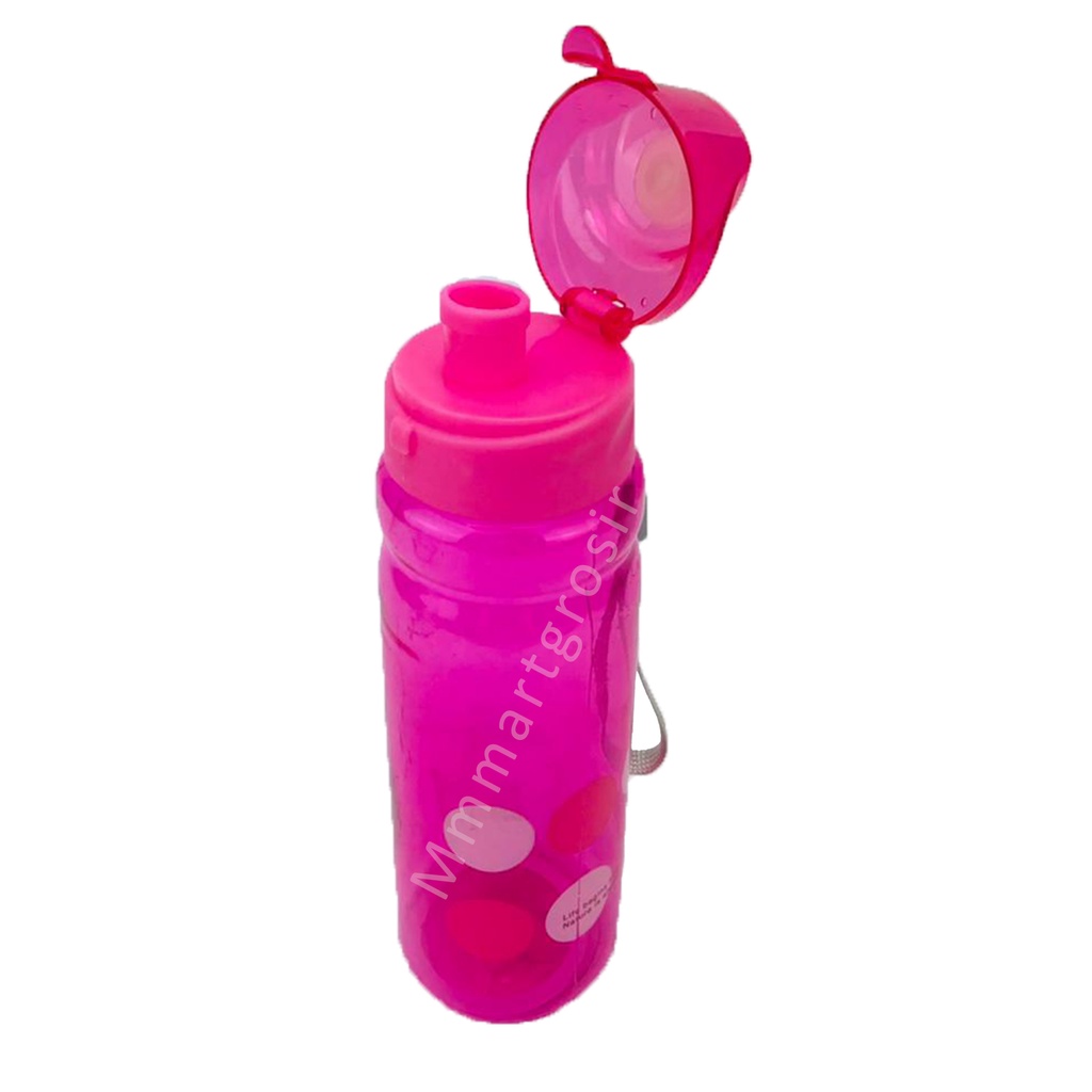 Botol Minum/ Botol minum plastik / Motif Bulat Warna Pink LY-1701 / 600 ml