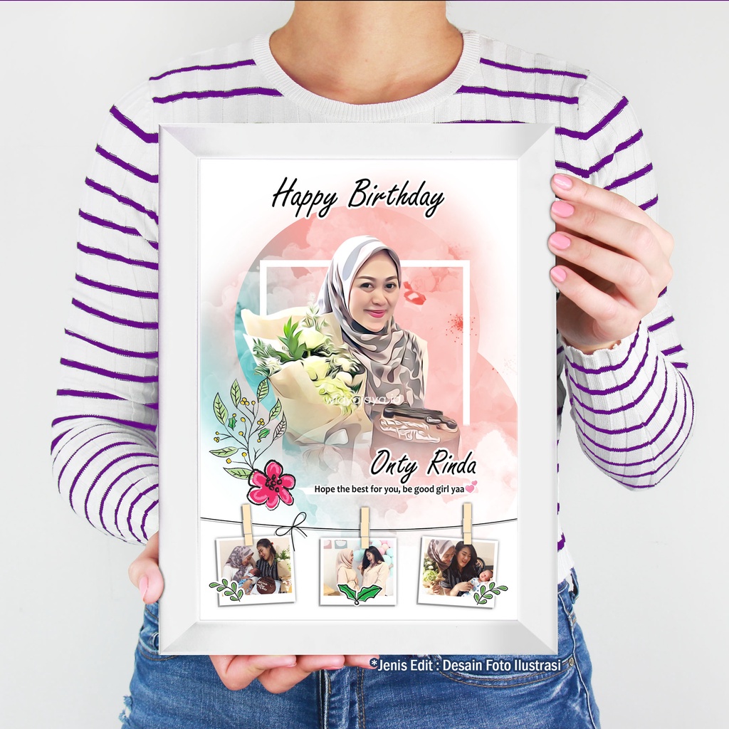 Cetak Foto Bingkai 11R Desain Foto Custom Foto Mozaik/Kolase/Ilustrasi Kado Perikahan/Kado Ulang Tah