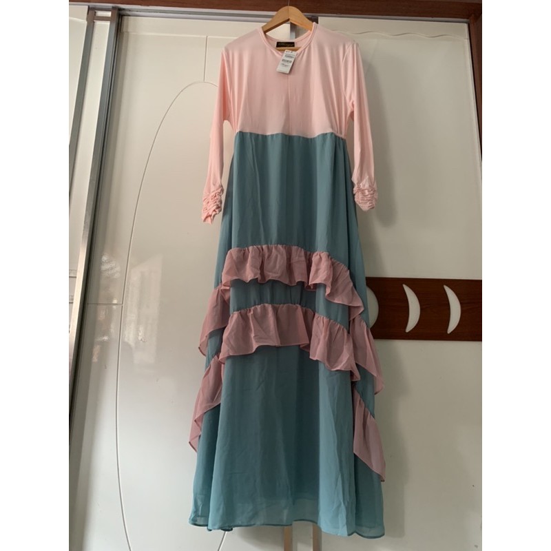 Preloved Gamis Pastel Salem dan Khimar Merk Bungas