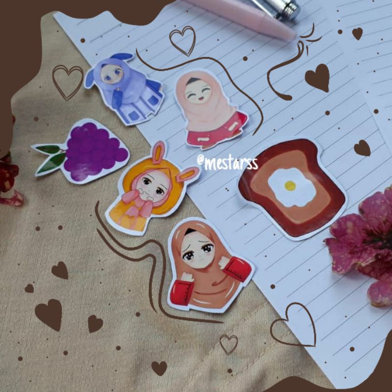 

MESTARSS} 24 PCS/SET STIKER "HIJABI EDITION"-6 DESAIN BERBEDA/ STIKER AESTHETIC/ COD