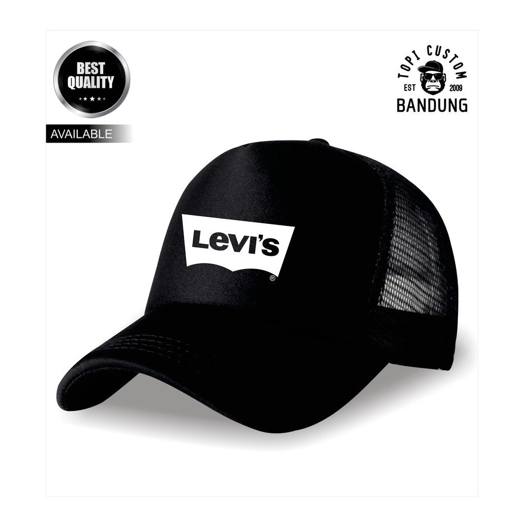 Topi Trucker LEVIS Pria Wanita Topi Jaring Jala LEVIS Trucker Cap Bisa Tulis Nama Bisa COD Gratis Masker Original High Premium Qualit