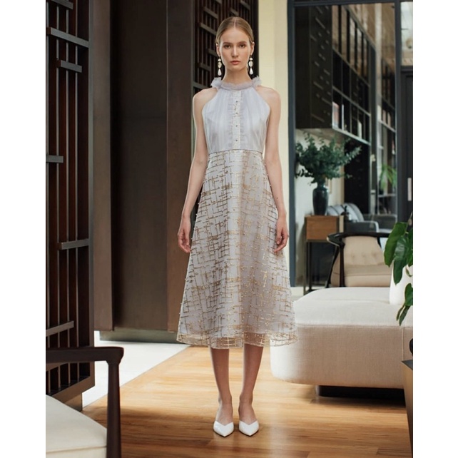 POSHTURE EVERLY ASH BLUE DRESS/ Maureen Black Dress/ Backless Brown Dress