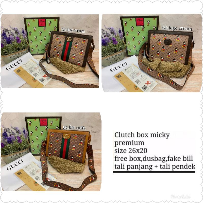 clutch gucci motif mickey mouse premium free box
