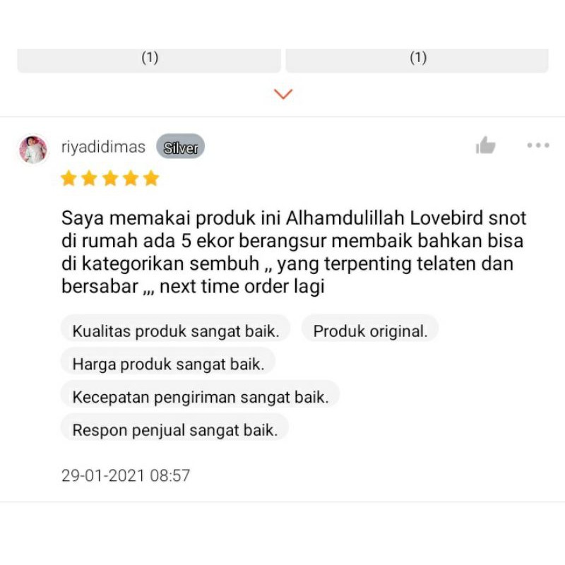 SnoteX- Obat Snot, Muka Bengkak, sakit Mata Berair Lovebird, kenari