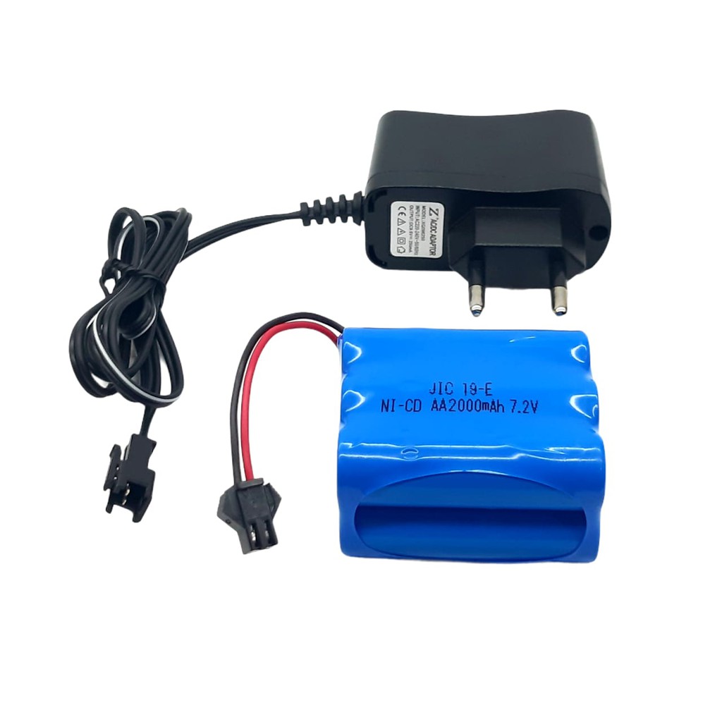 Casan Baterai RC + Baterai Mobil Remot 6x AA Ni-Cd 7.2V - 2000mAh Socket Hitam Model Tumpuk