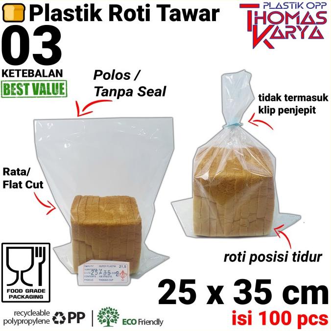 

><><><] 25x35 cm Plastik OPP TIPIS (POLOS) Tanpa LEM | Plastik OPP Roti Tawar