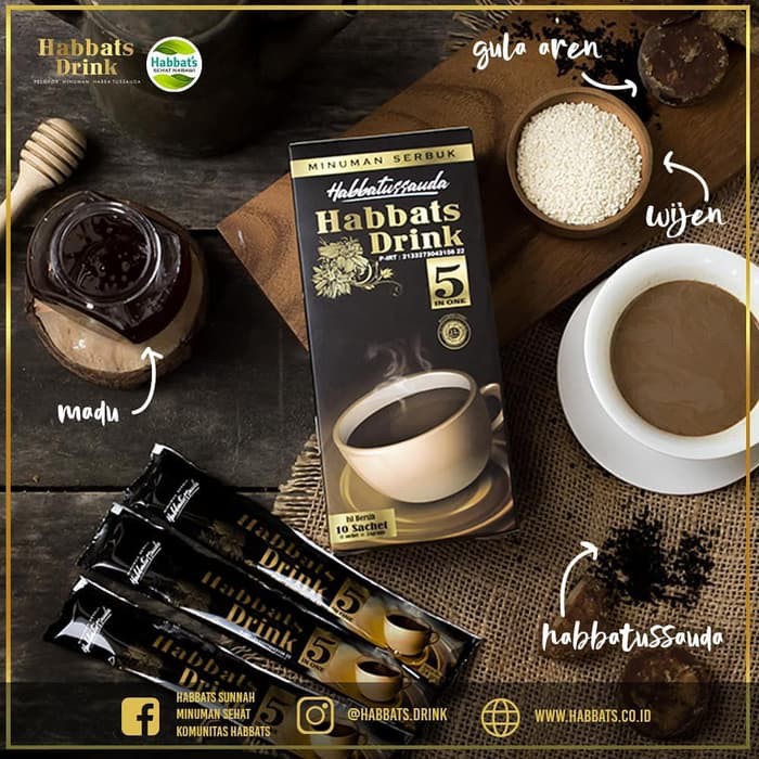 

Habbats Drink 5 in 1 | Minuman Serbuk Habbatussauda plus Gula Aren dan Madu