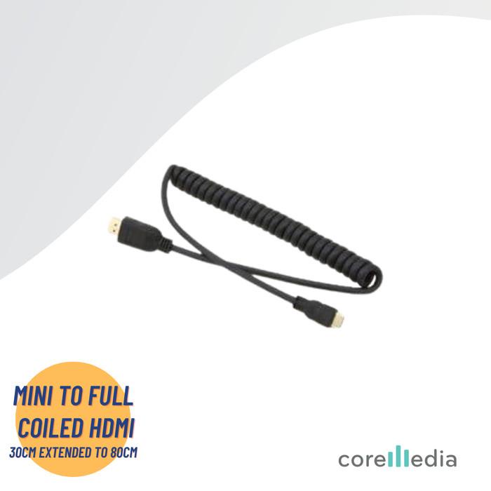 Qabeel Mini Hdmi To Full Hdmi Coiled Cable 30Cm Extended To 80Cm