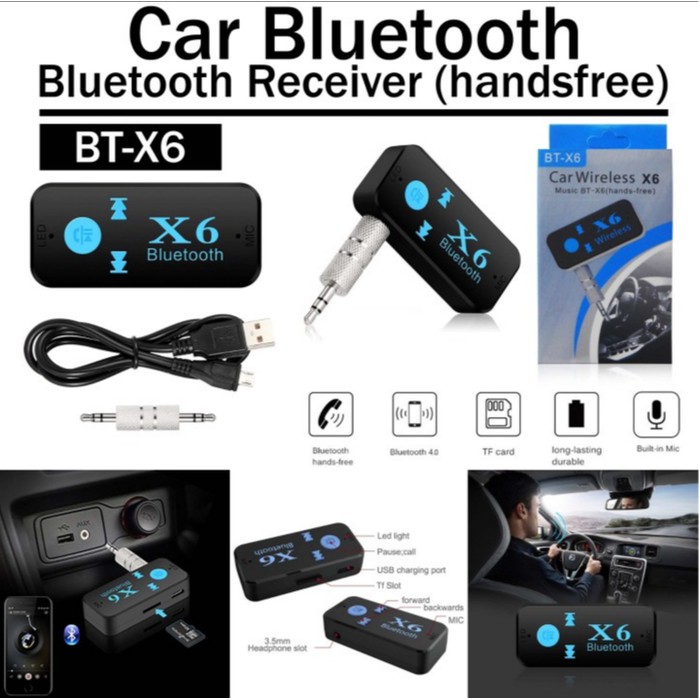 [ORIGINAL] BLUETOOTH RECEIVER CAR X6 CK05 / BLUETOOTH AUX KIT X6 GOOD QUALITY