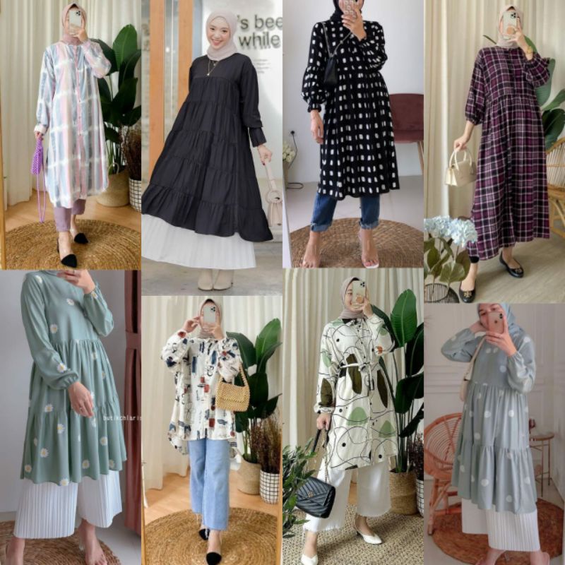 LONG TUNIK RAYON PREMIUM MOTIF TERBARU / TUNIK RAYON PREMIUM