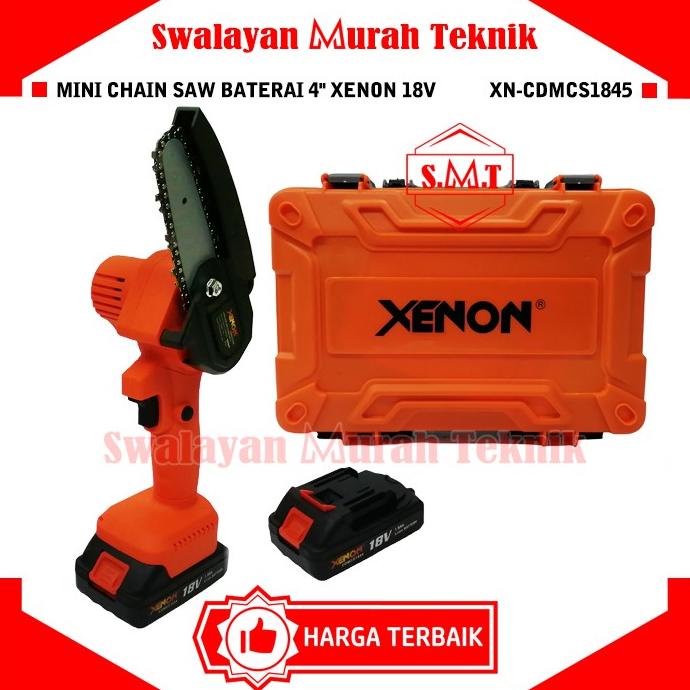 favorit] Mini Chainsaw Baterai XENON CDMCS1845 Cordless Mini Chain Saw 18V 4"