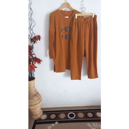 setelan olga mustard