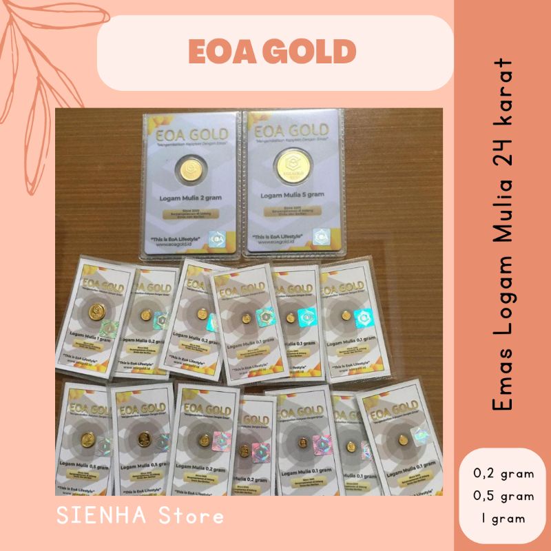 ❤️SIENHA❤️ Logam Mulia EOA GOLD Emas Murni 24k 0,2gr 0,5gr 1gr Sertifikat Asli (Member Of Gold resmi