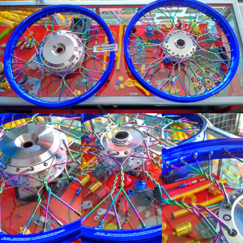 paketan velg jinfei biru ruji plintir for vixion, fu, jupiter, supra, mx, beat, vario, scoopy, mio