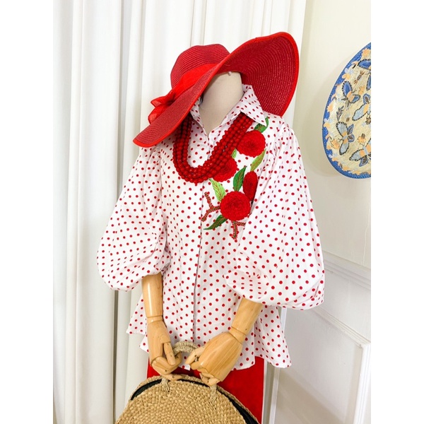 Roses 3D Polka Shirt View by Vielga