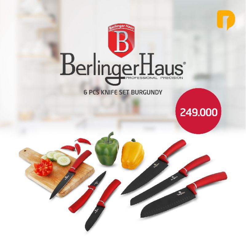 Pisau Gunting Stainless Kitchen Knife Chef Dapur Berlinger Haus 6 pcs Knife Set Burgundy
