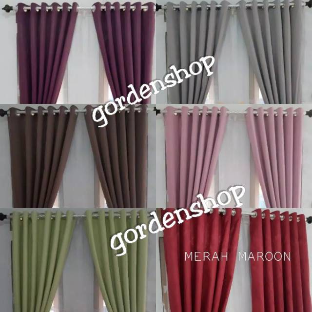 Gordyn gorden blackout polos jendela pintu merah tua abu cerah coklat tua gorden rumah gordyn ORI