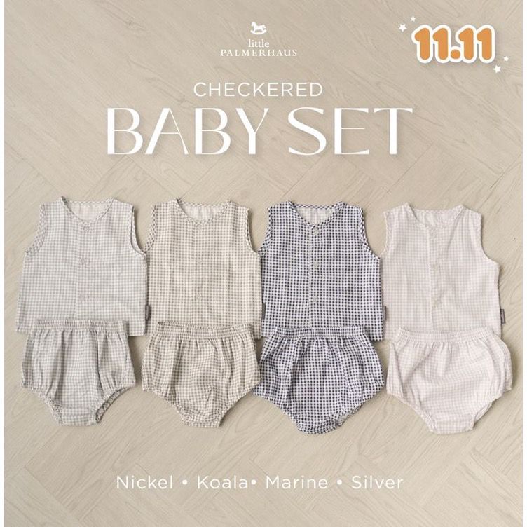 Castle - Little Palmerhaus Checkered Baby Set - Checkered Romper Girl - Jumper Bayi - Baju Bayi Unisex