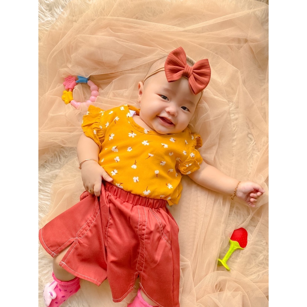 setelan rayon anak perempuan celana pendek JENNA NANA set  0 1 2 tahun baby bayi newborn