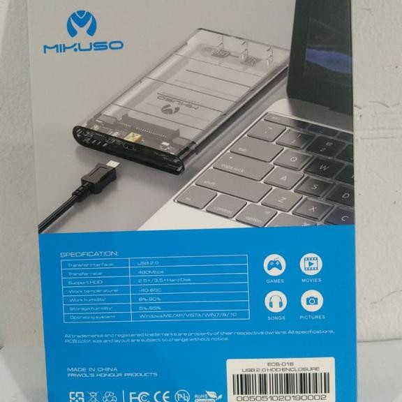 Casing Hardisk External HDD External Case 2.5&quot; USB 2.0 Mikuso ECS-018