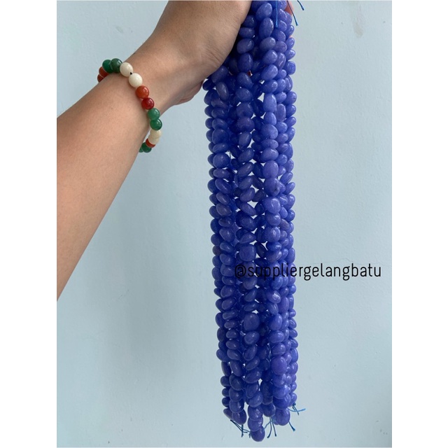manik Batu alam soft purple agate Beads 14 x 12mm bahan gelang kalung