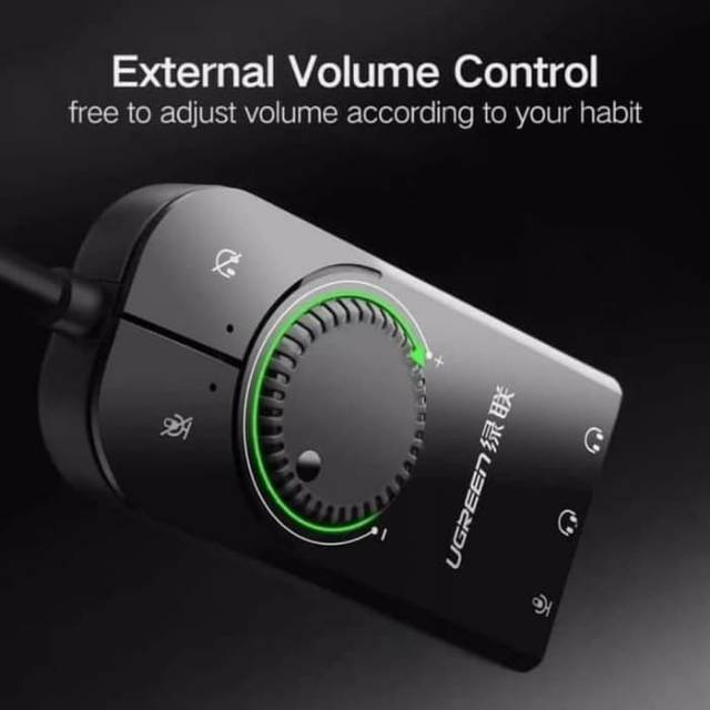 Ugreen Soundcard Eksternal Volume Ugreen Sound card External Black