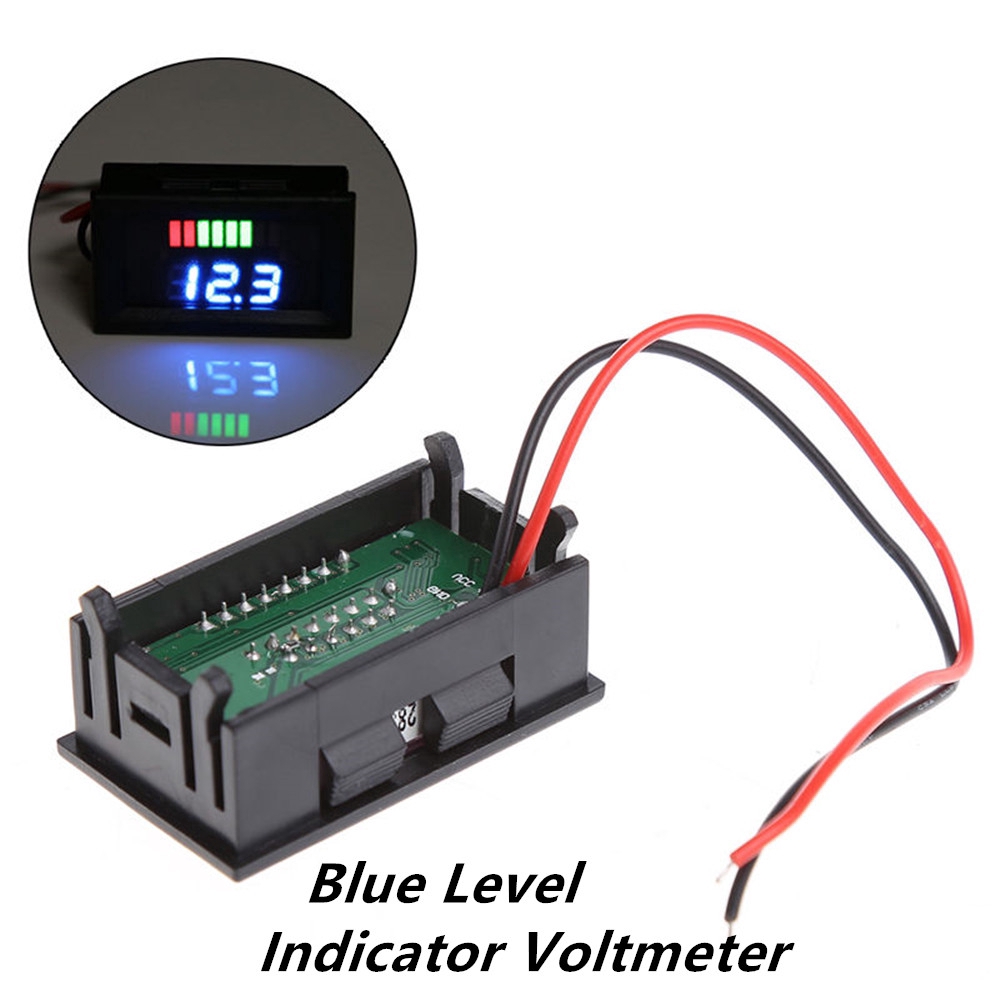 Indikator Voltmeter Level Pengisian Baterai Warna Merah/Biru Untuk 6/12/24/36/48v