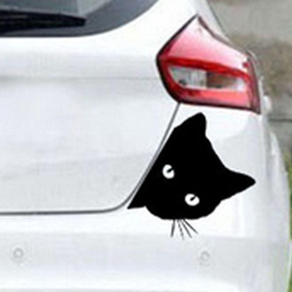 Lanfy Stiker Mobil Wajah Kucing Hitam Mengintip Reflektif Otomotif Decal