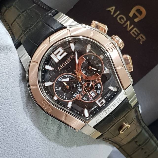 Jam Tangan Pria Aigner Palermo Original Leather Strap 48mm