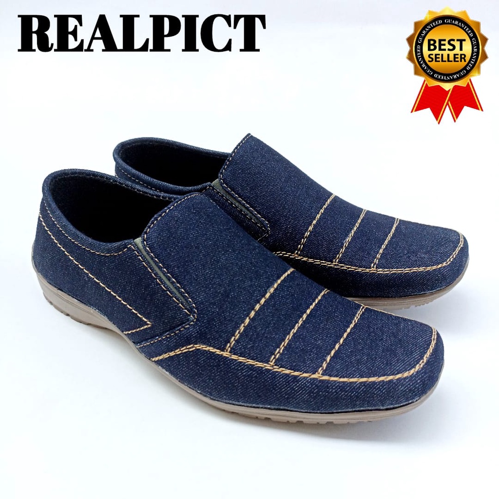 SEPATU SLIP ON PRIA/SEPATU SNEAKER CASUAL JEANS GARIS/SEPATU SLOP